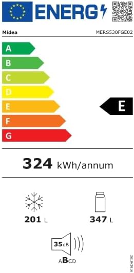 Midea KS-DDX 6.32 WT Amerikaanse koelkast/178,8 cm hoogte/254 kWh/jaar/No Frost/Dual Inverter Compressor/met 3-in-1 water-/ijsdispenser en watertank, Dark Inox