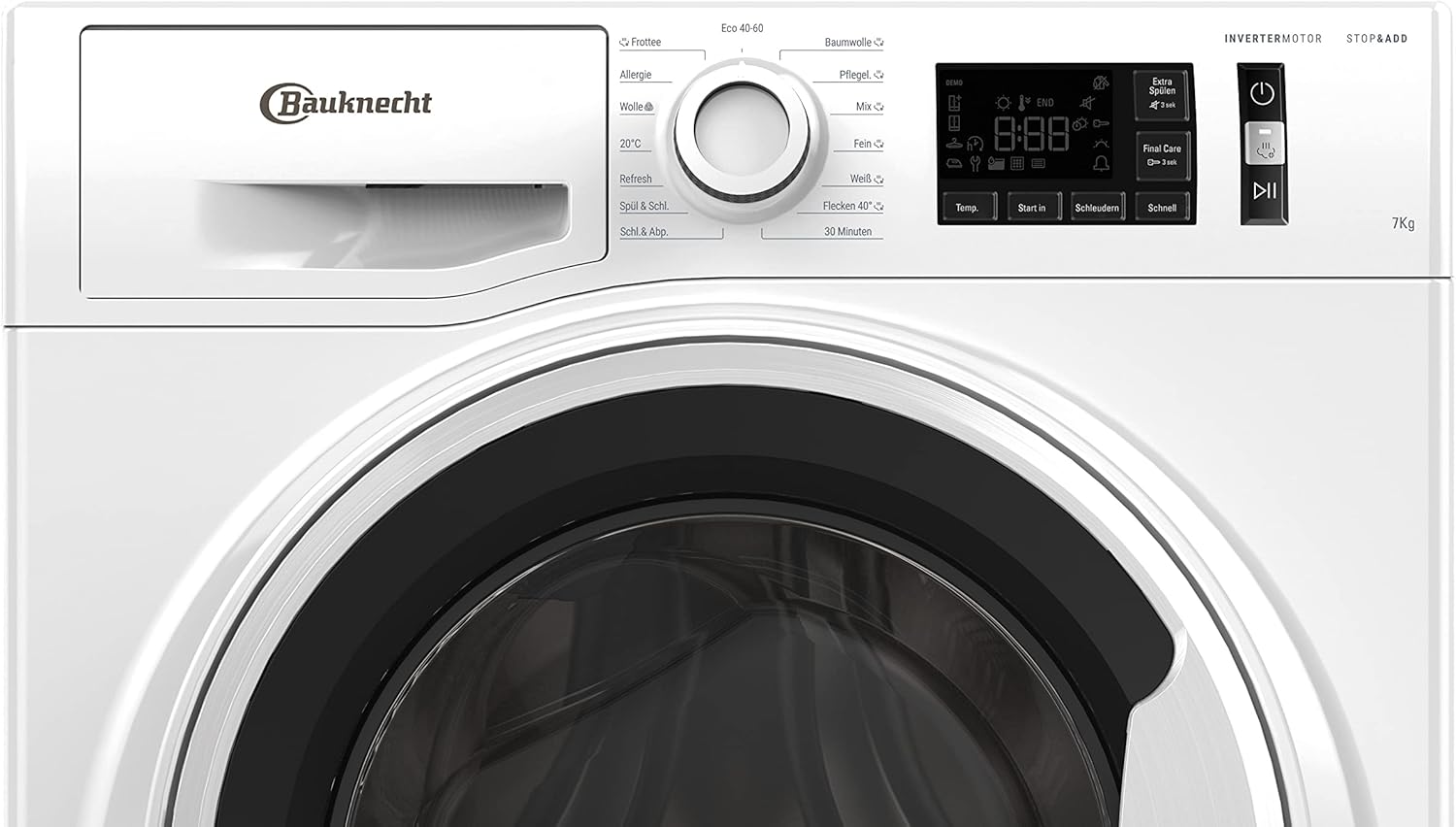 Bauknecht W Active 711 B wasmachine-voorlader/ 7 kg/ 1400 tpm/ Krachtige vlekverwijdering/ Stoomprogramma's/ Steam Hygiene met antivirus/ Steam Refresh/ Stop&Add-functie/ Dynamic Inverter-motor