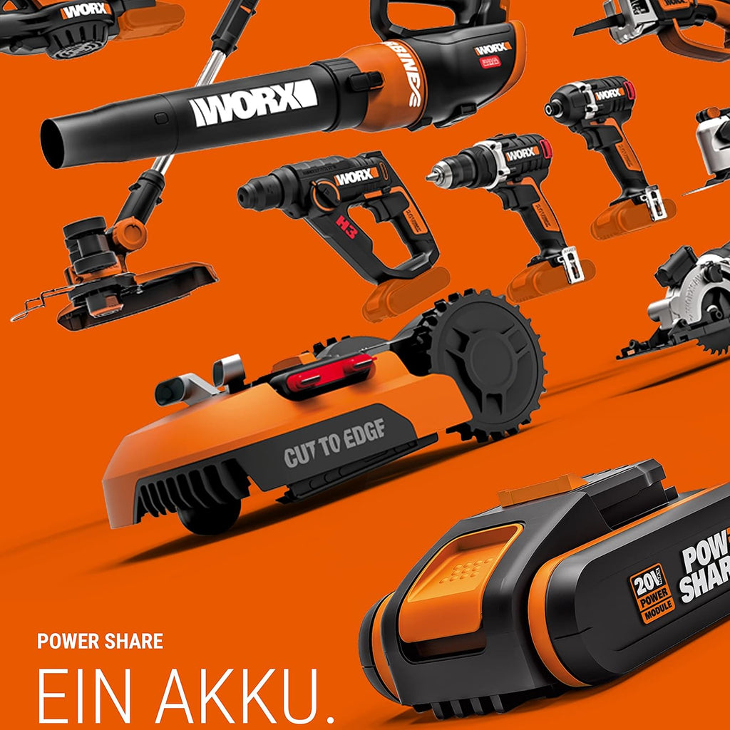 WORX Landroid M WR141E Mhroboter/Akkurasenmher für kleine Grten bis 500 qm/Selbstfahrender Rasenmher für einen sauberen Rasenschnitt, Bunt