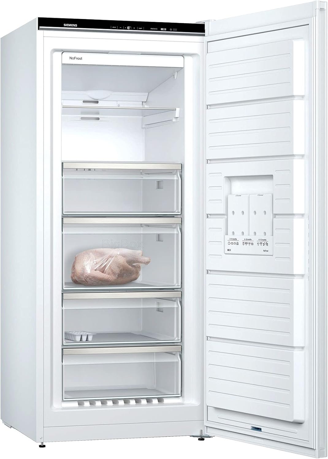 Siemens GS54NAWCV iQ500 vriezer, 176 x 70 cm, 327 L, noFrost nooit meer ontdooien, bigBox ruimte voor grote diepvriesproducten, varioZone flexibele glasplateaus en laden, wit