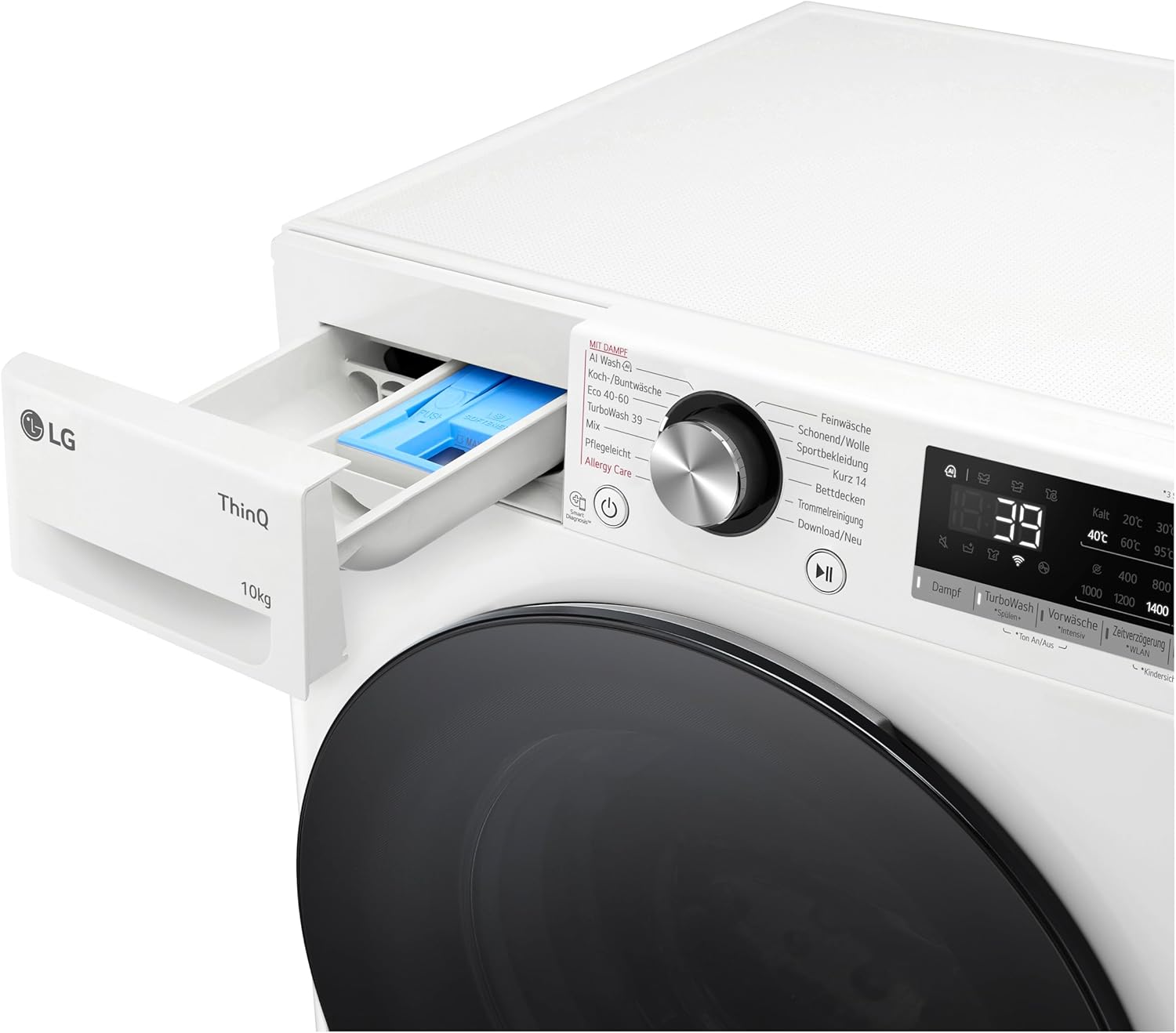 LG F4WV7080, Klasse A, Voorlader Wasmachine 8 kg, 1400 tpm, AI Direct Drive, Wi-Fi, Dieptereiniging met Stoom, Grote Capaciteit, TRIPLE A, Veiligheidsglas Buitendeur, 62 x 60 x 85 cm ꟷ Wit