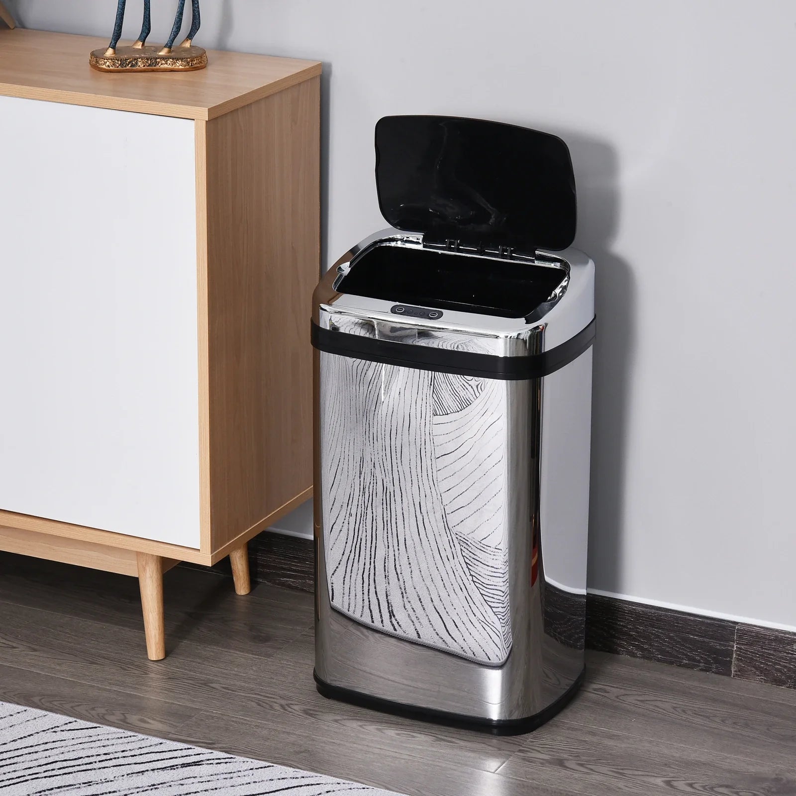 HOMCOM Automatische afvalemmer met sensor, roestvrij staal