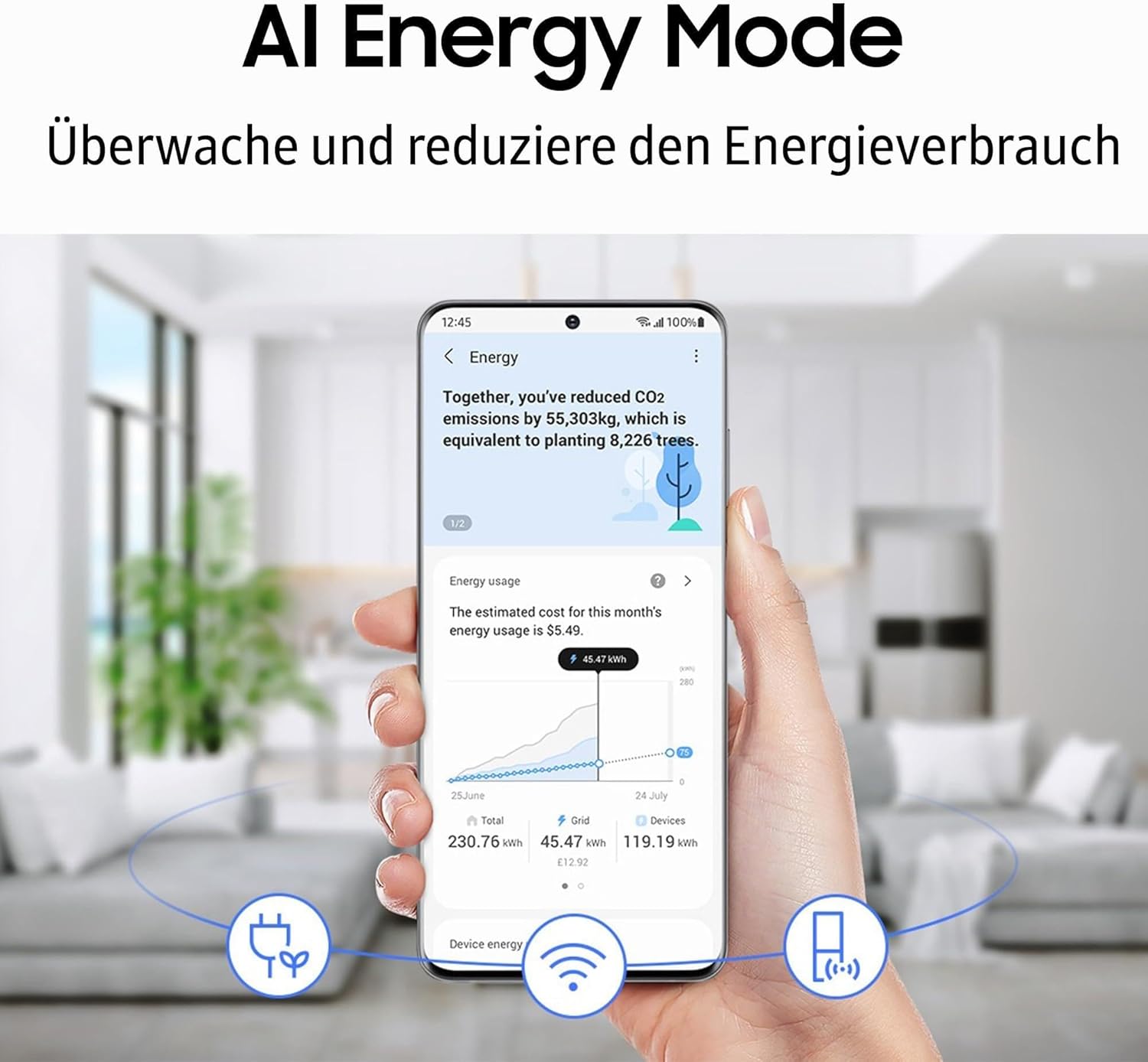 Samsung Koel-vriescombinatie, Koelkast met vriesvak, 203 cm, 390 l totaal volume, 114 l vriesgedeelte, AI Energy Mode, flessenrek, Premium Black Steel, RL38C602CB1/EG