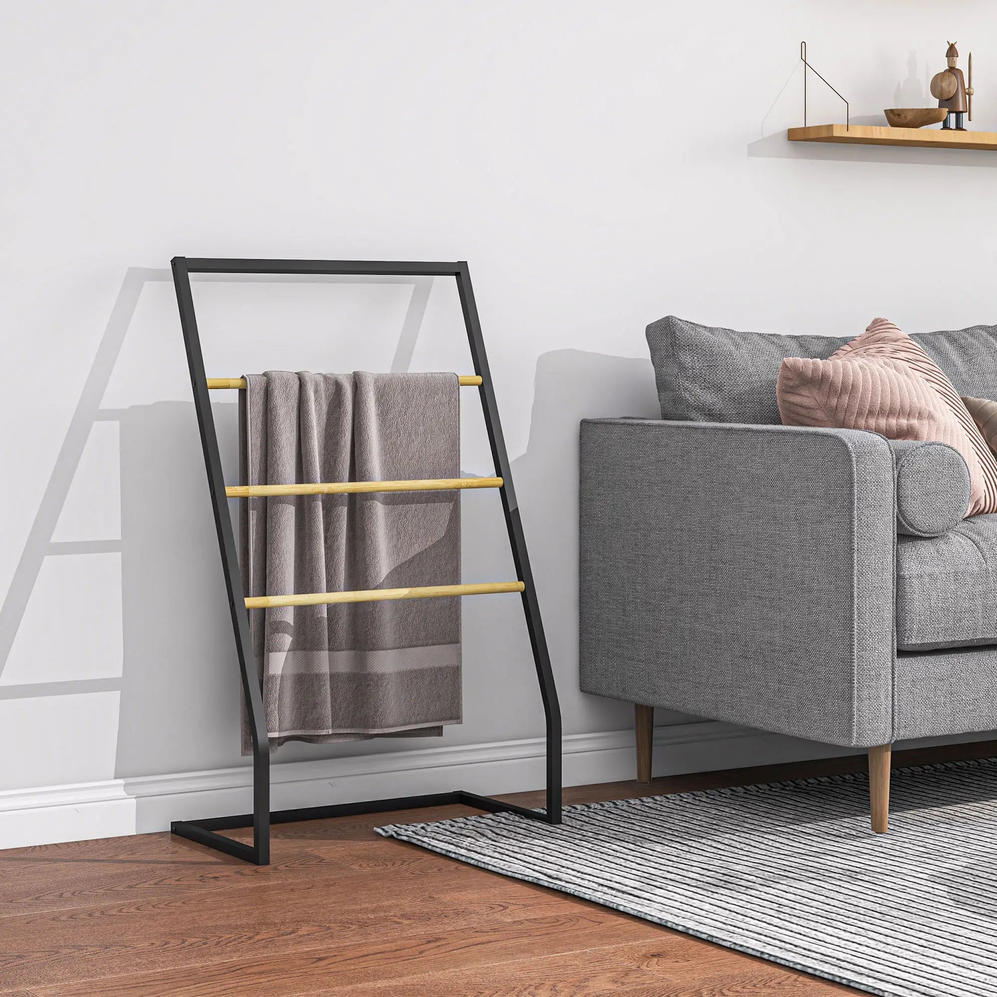 HOMCOM Handdoekenrek 4 niveaus voor efficiënt drogen Bamboe