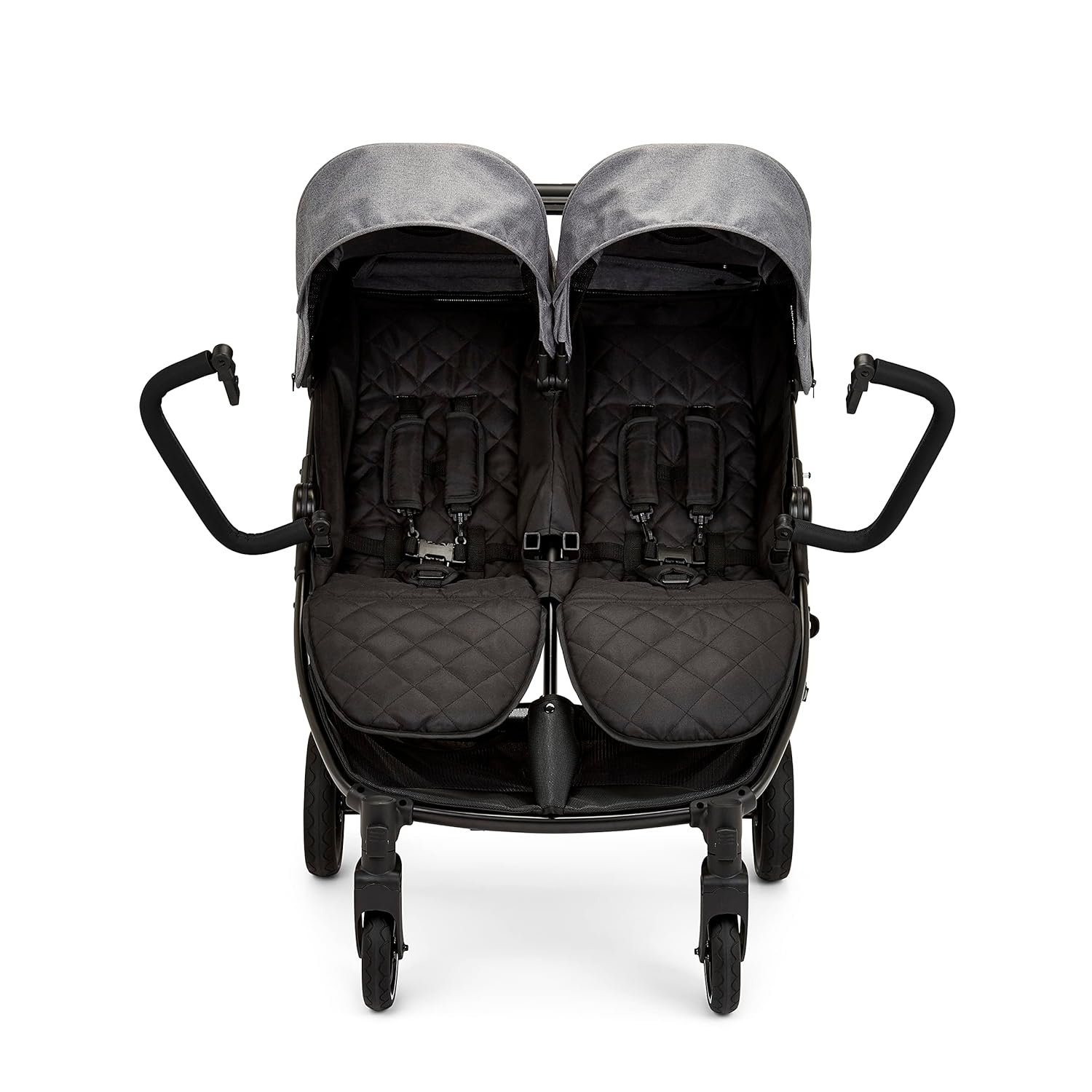 Venus Max Duo Buggy - geschikt vanaf de geboorte tot 15 kg (ongeveer 3 jaar), compacte, lichte, opvouwbare tweelingbuggy, inclusief regenhoes en voetenzak (Biscuit)