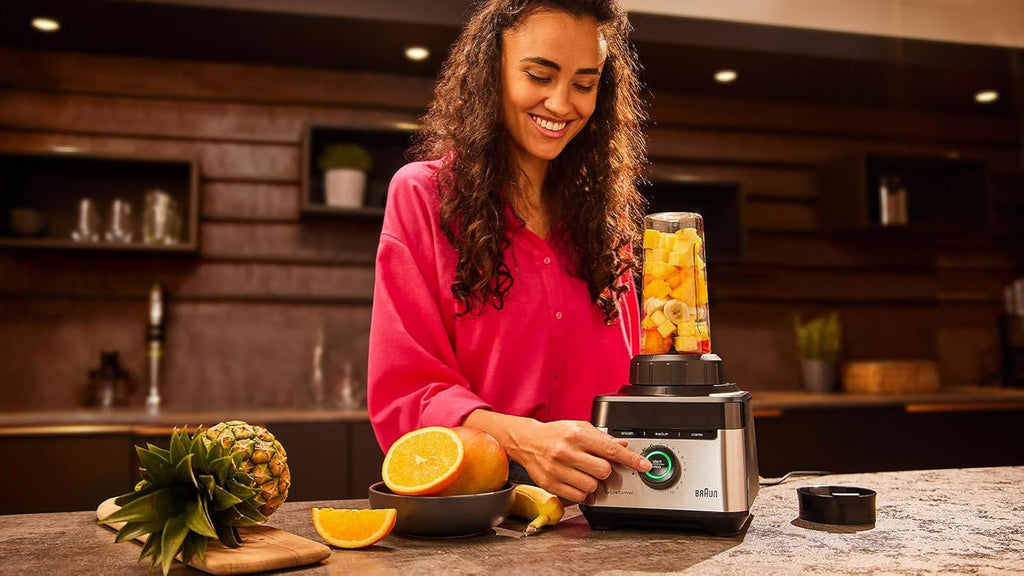 Braun PowerBlend 9 JB9040 Krachtige Blender – Blender met Tritan kan, 18 mixprogramma's, 10 snelheden + pulsfunctie, hete soepfunctie, reinigingsprogramma, uitschenktuit, 1600 W, Zwart