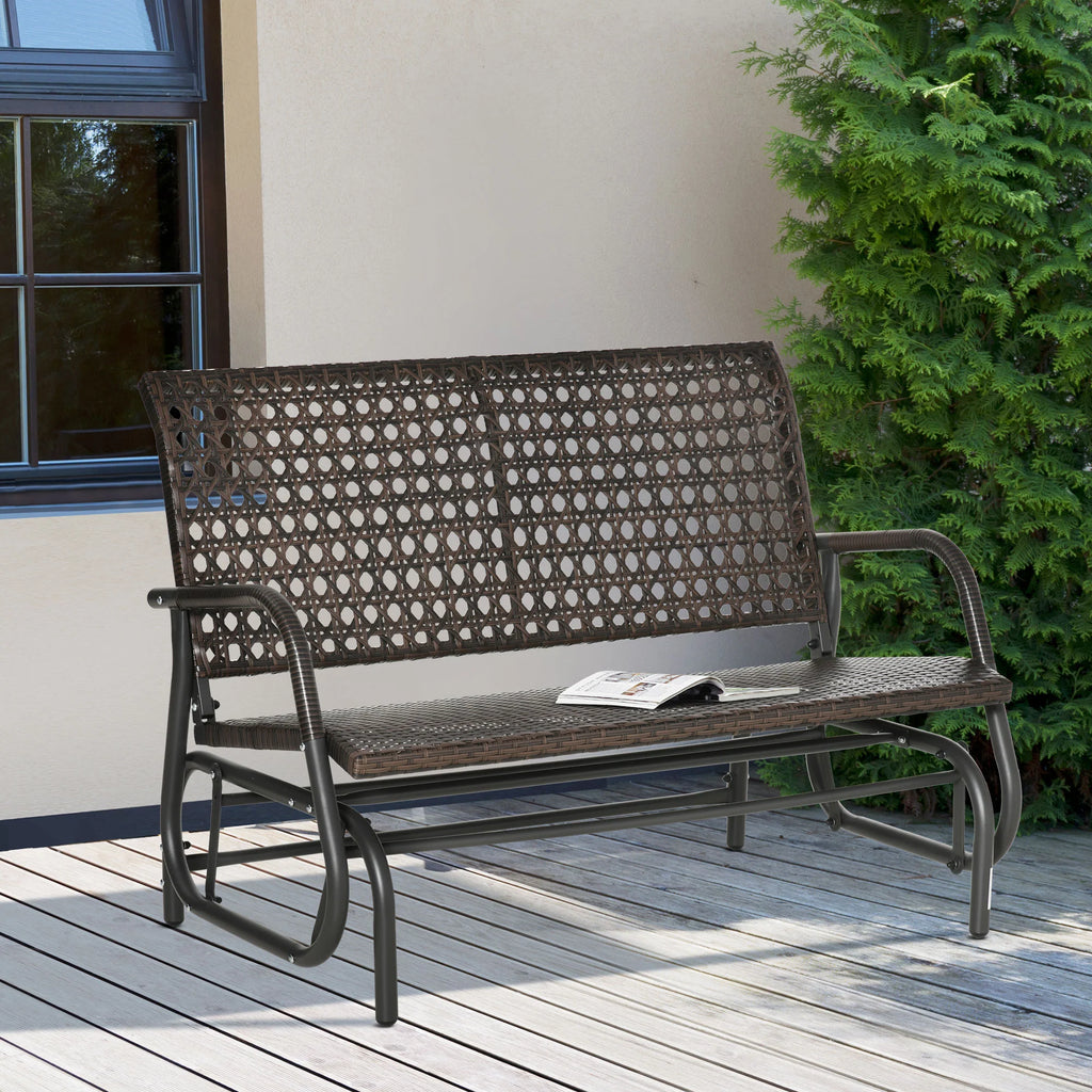Outsunny Polyrattan Schommelbank 2-zits Bruin