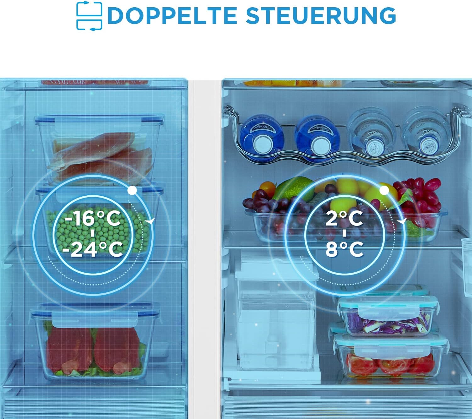 Midea KS-DDX 6.32 WT Amerikaanse koelkast/178,8 cm hoogte/254 kWh/jaar/No Frost/Dual Inverter Compressor/met 3-in-1 water-/ijsdispenser en watertank, Dark Inox
