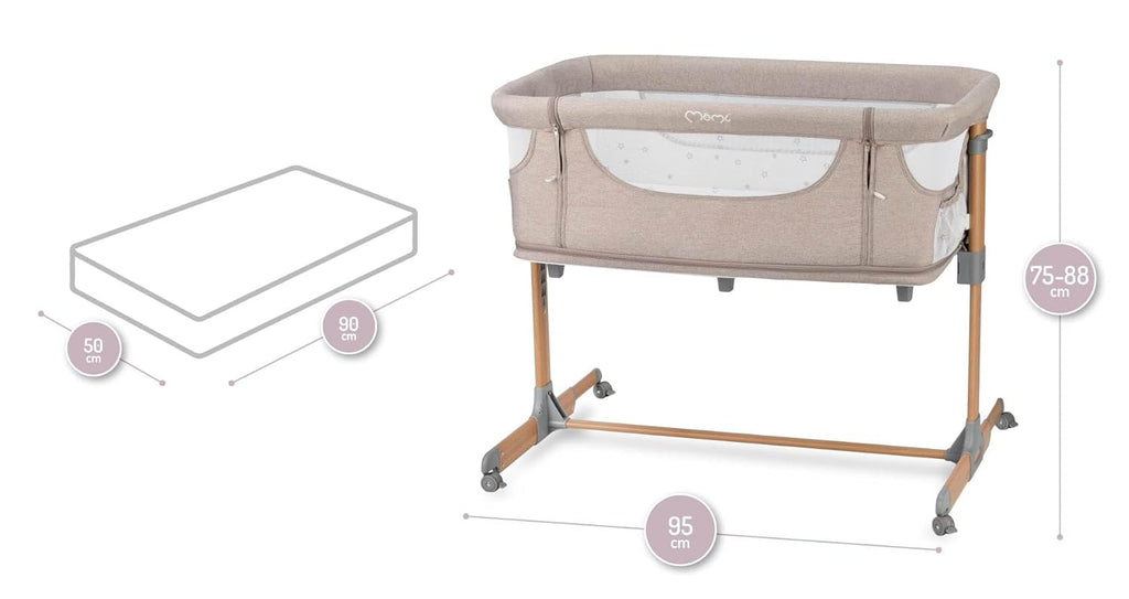 Momi SMART Bed 4-in-1 Bijzetbedden tot 15 kg, Bijzetbed voor baby's met matras, Hoogteverstelbaar
