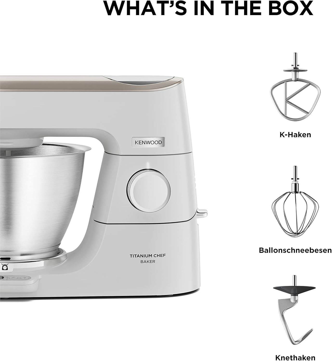 Kenwood Titanium Chef Baker KVL85.424SI Keukenmachine met geïntegreerde weegschaal, incl. 4-delige patisserie set, 7 L en 5 L mengkom, traploze snelheidsregeling, 1200 W, zilver