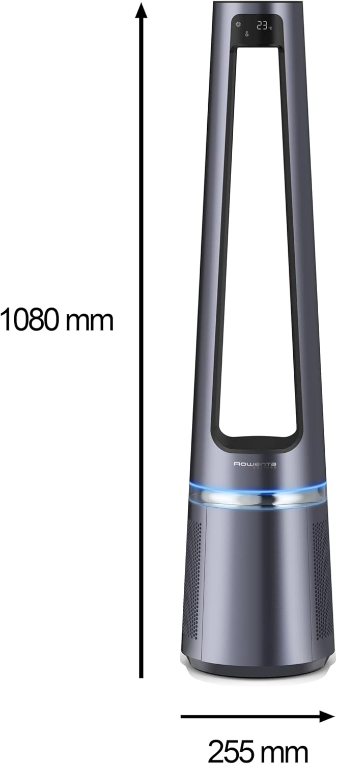 Rowenta QU5062 Eclipse 3-in-1 luchtreiniger | Heteluchtkachel | Ventilator | filtert 99,9% van de deeltjes | voor ruimtes tot 30 m2 | snelle verwarming tot 35°C | automatische dag- en nachtmodus | Zwart/Grijs