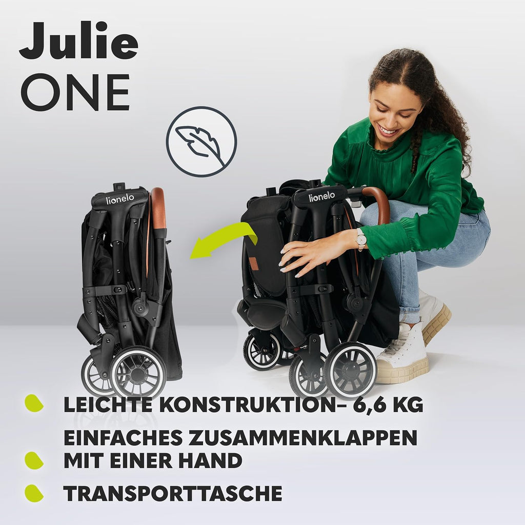 LIONELO Julie One Buggy kinderwagen tot 22 kg, verstelbare rugleuning en voetsteun, muskietennet, beenwarmers, bekerhouder en draagtas, inklapbaar
