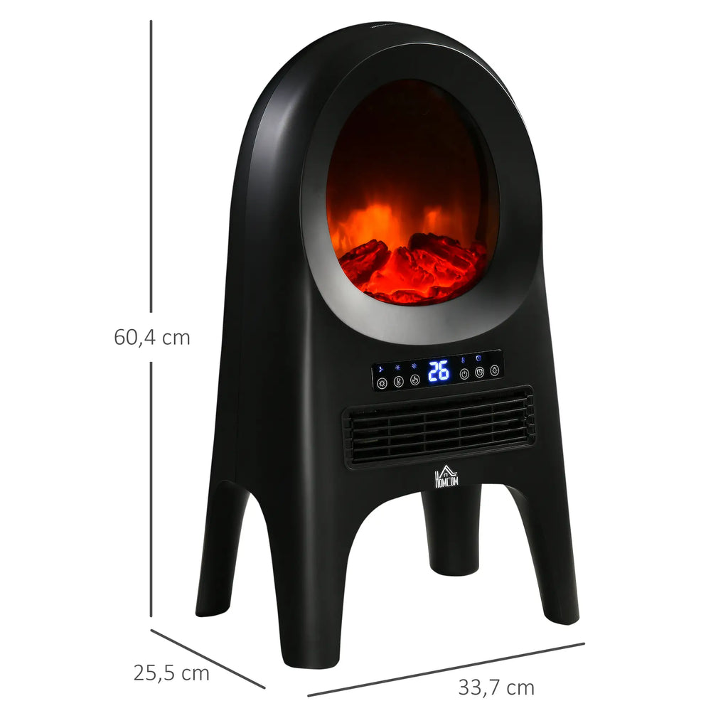 HOMCOM Elektrische verwarming ventilator LED-vlameffect afstandsbediening