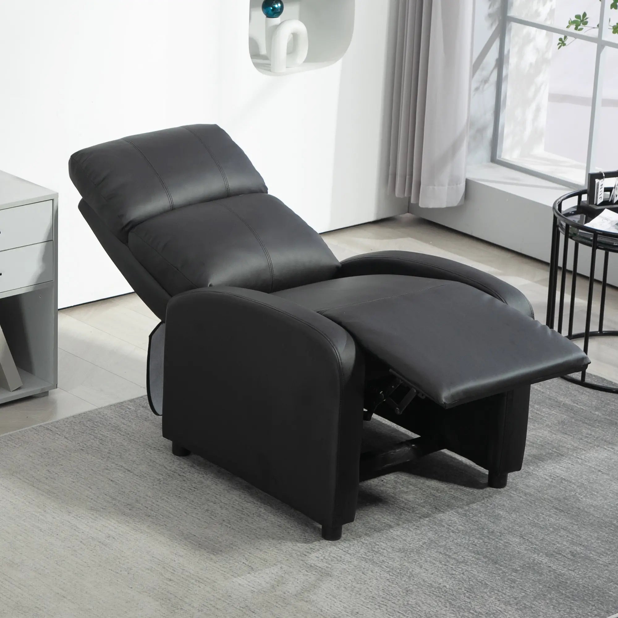 HOMCOM Relaxfauteuil, tv-stoel met ligfunctie, dik gestoffeerd