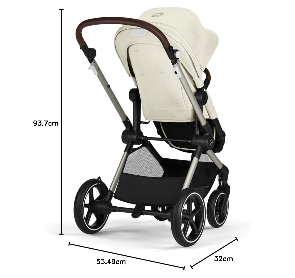 CYBEX Gold Kinderwagen EOS Lux 2-in-1 met Aton B2 i-Size autostoel en autostoeladapters, reissysteem, vanaf de geboorte tot 22 kg (ca. 4 jaar), Moon Black (Zwart)
