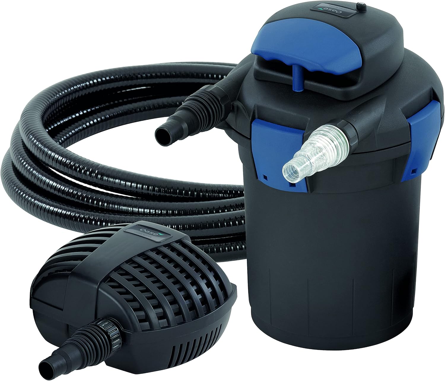 OASE 50499 Drukfilter BioPress Set 4000, vijverfilter filterset voor effectieve en snelle algenbestrijding, complete set incl. filterpomp en UVC-reiniger