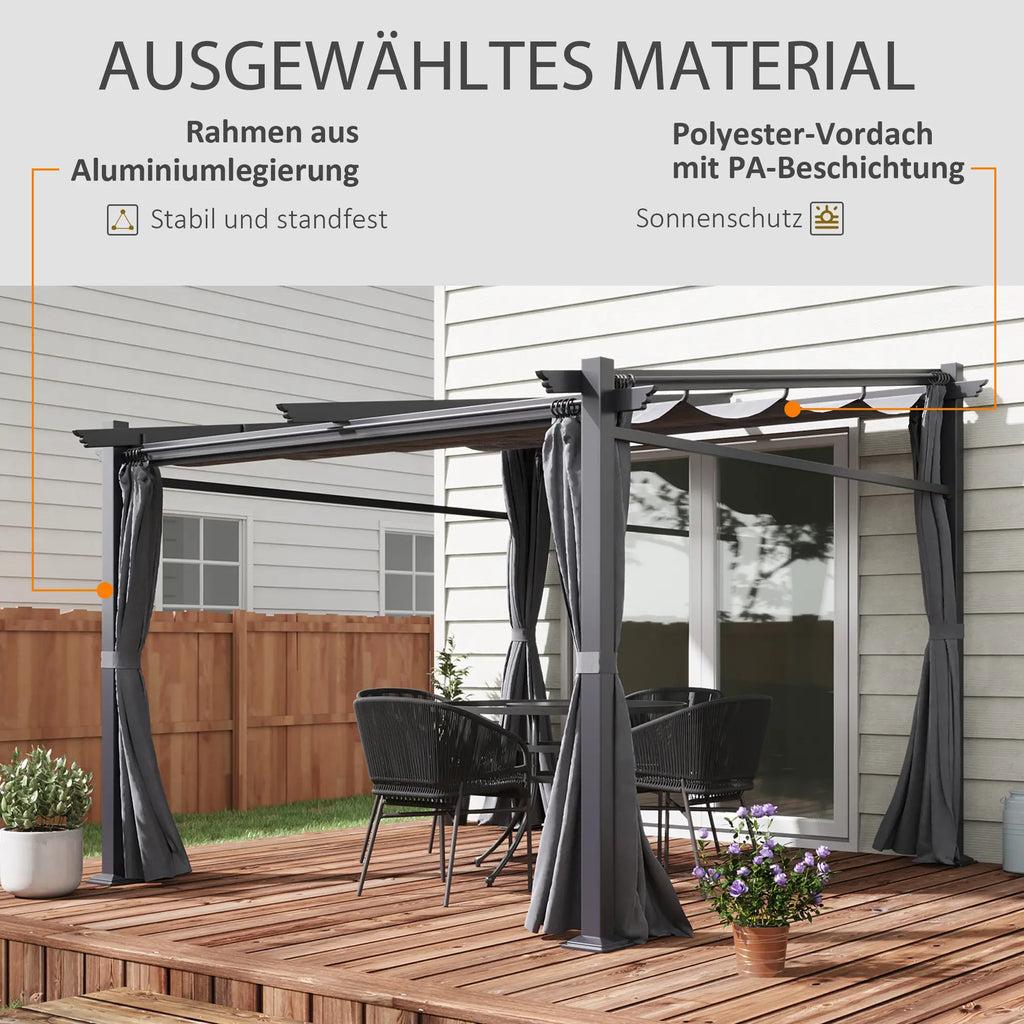 Outsunny Pergola met uitschuifbaar dak en kabelsysteem