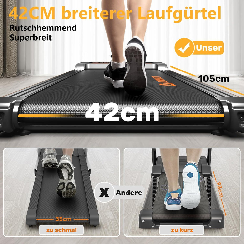 Loopband voor thuis-AIRHOT, 2,5 pk Walking Pad, loopband onder bureau met afstandsbediening en LED-display, maximale snelheid van 6 km/u OF 12 km/u. Compacte loopband voor thuis of op kantoor