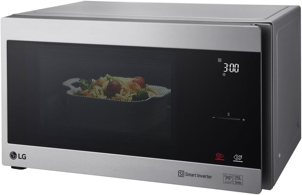 LG MS2595CIS magnetron met Smart Inverter-technologie, 25 liter inhoud, 1000 W, automatische programma's, instelbare vermogensniveaus en EasyClean-functie, zilver