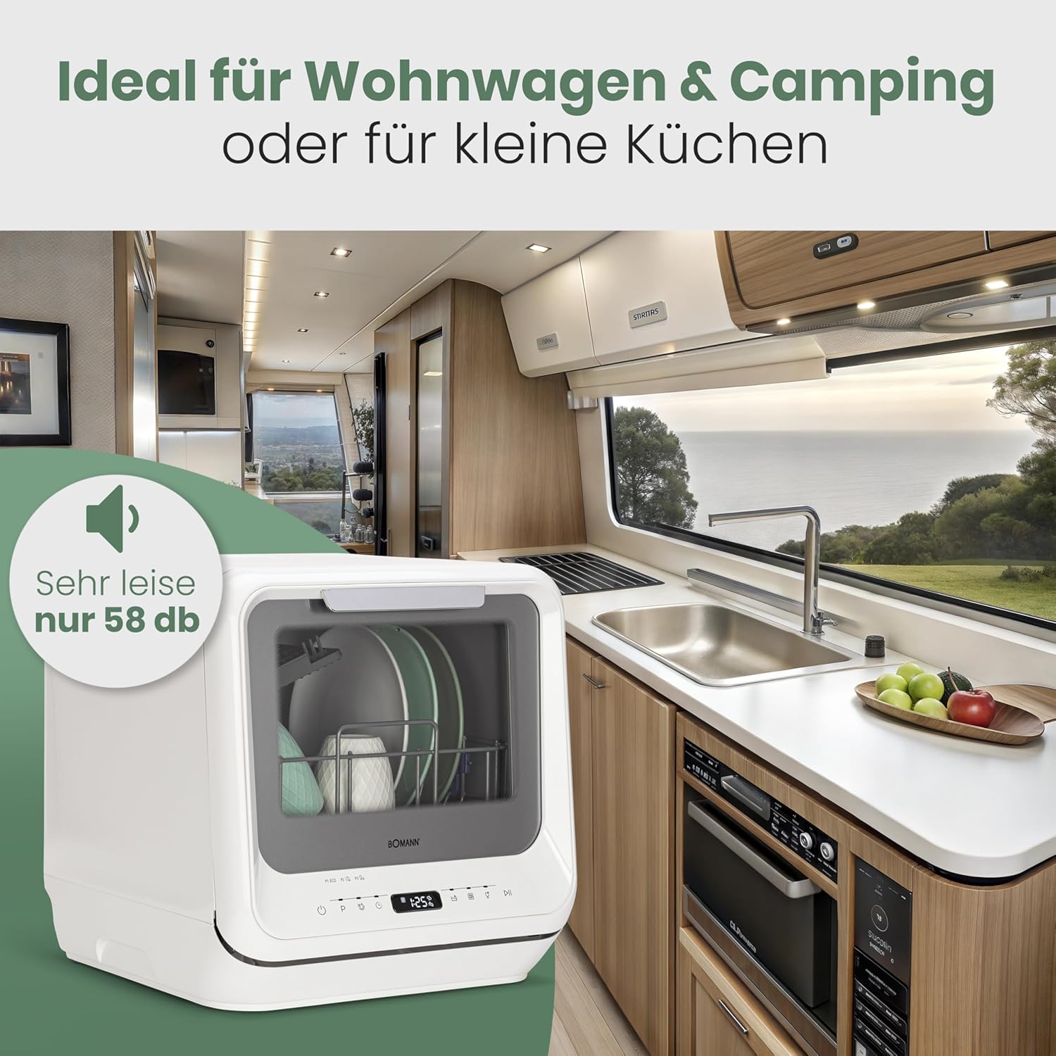 Bomann® tafelvaatwasser met 5L watertank | te gebruiken zonder wateraansluiting | mini vaatwasser | 5 programma's | mini vaatwasser 1-24 uur startuitstel | kleine vaatwasser tafelvaatwasser TSG 5701