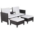 Outsunny polyrattan tuinset 3-delig met poef kussens outdoor