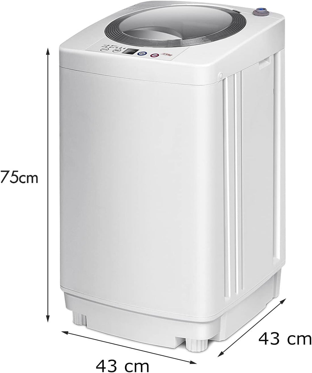RELAX4LIFE Volautomatische Wasmachine 3,5 kg, Wasautomaat met Pomp & Display, Bovenlader Mini Wasmachine met Centrifuge & 6 Wasprogramma's, 240W, voor Camping & Camper, 43 x 43 x 75cm, Wit