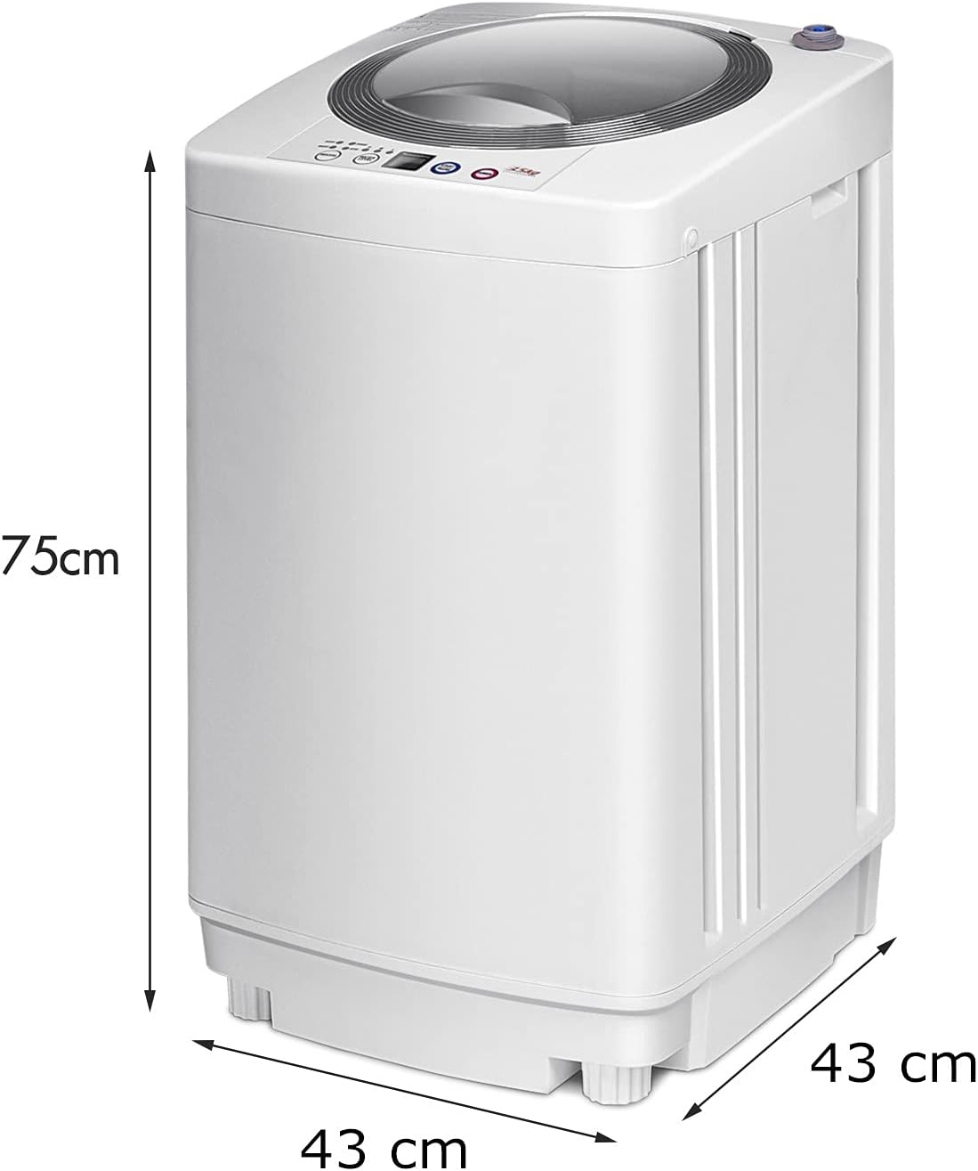 RELAX4LIFE Volautomatische Wasmachine 3,5 kg, Wasautomaat met Pomp & Display, Bovenlader Mini Wasmachine met Centrifuge & 6 Wasprogramma's, 240W, voor Camping & Camper, 43 x 43 x 75cm, Wit