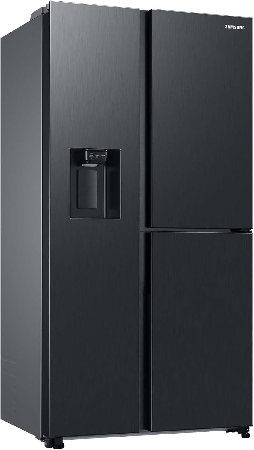 Samsung RS64DG53R3B1EF Amerikaanse koelkast, 178 cm, 628 l, SmartThings AI Energy Mode, ijs- en waterdispenser, Slim Ice Maker, Premium Black Steel
