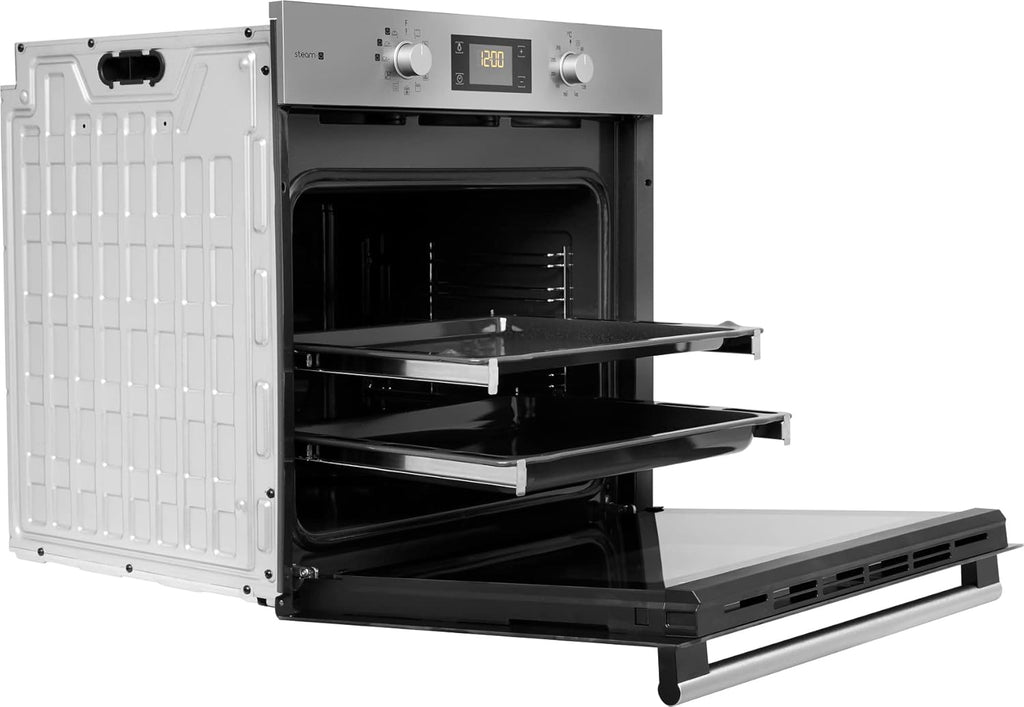 Bauknecht BAKO 566 IND Oven-Kookplaat combinatie/Inductiekookplaat (60 cm)/Hete lucht/Gentle Steam/Maxi Cooking/My Menue/Kookzones met Booster-functie/Ovenuittrek op 2 niveaus, RVS