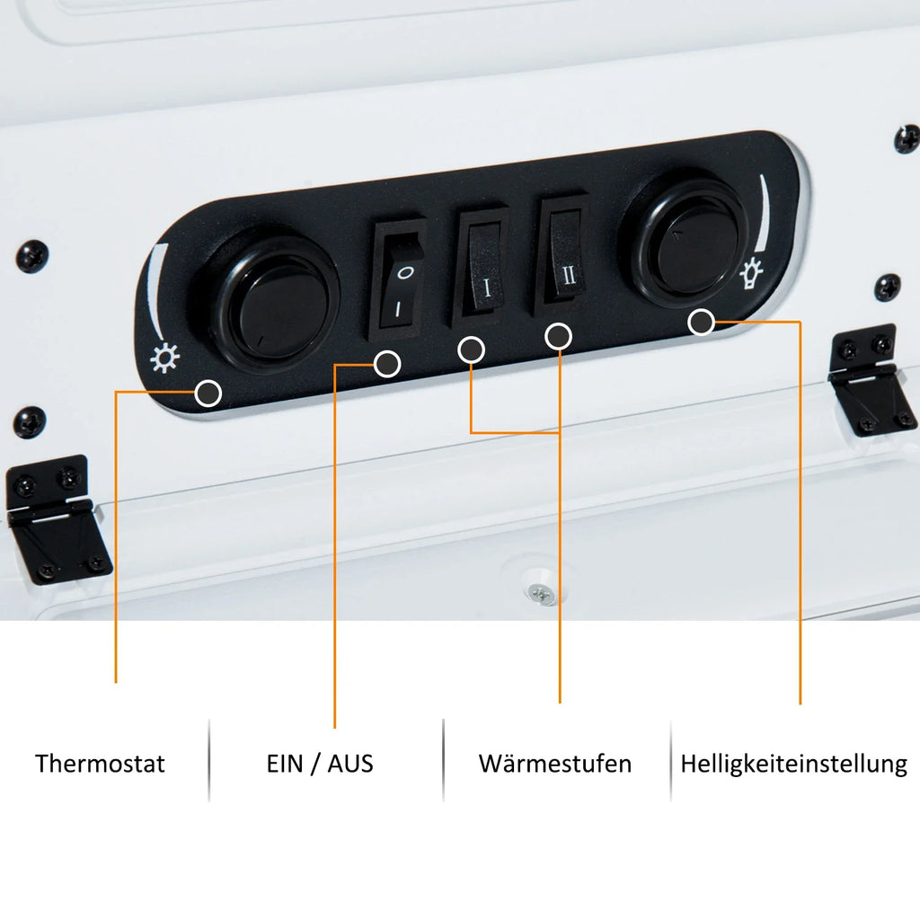 HOMCOM Elektrische sfeerhaard haardkachel vlameffect oververhittingsbeveiliging wit