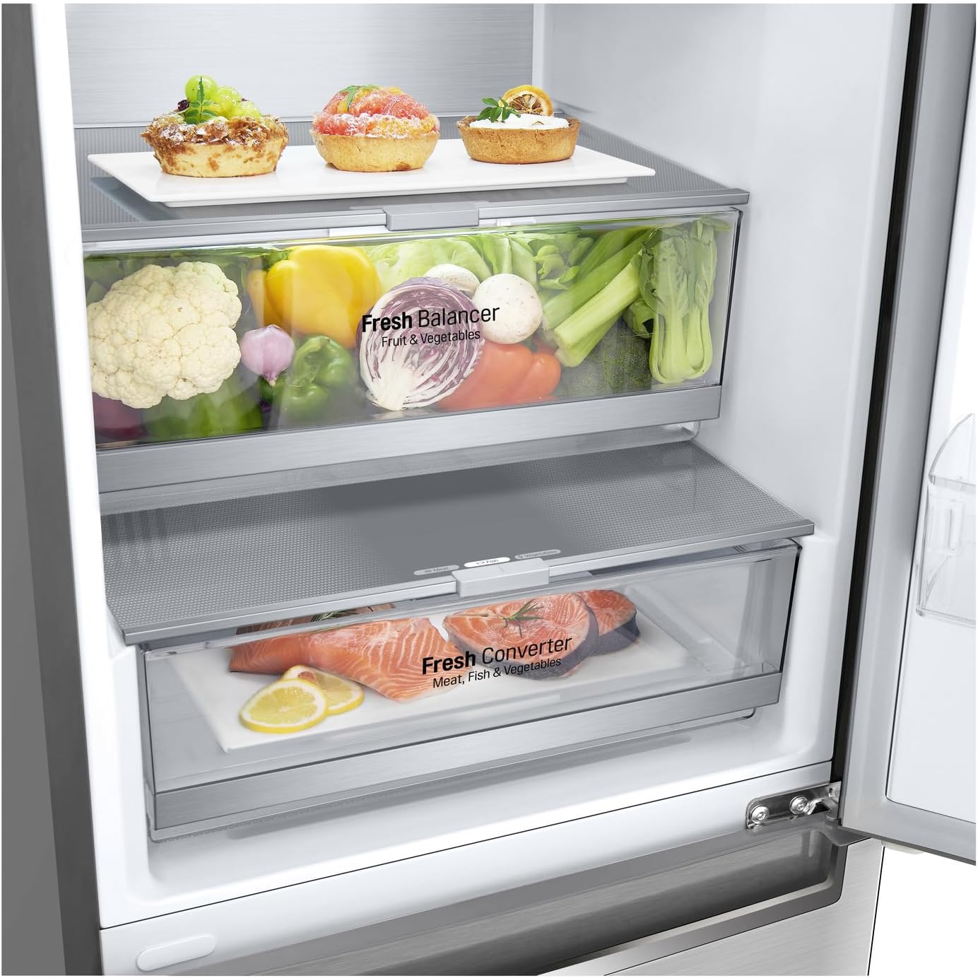 LG GBP62MCNAC Kühl-Gefrierkombi – 384 L, Energieeffizienz A, Total NoFrost, DoorCooling+, niedriger Geräuschpegel, modernes Design in Anthrazit Schwarz, 59,5 x 67,5 x 203 cm