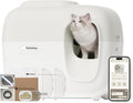 PetSnowy Zelfreinigende Kattenbak met TiO2-geurbestrijdingssysteem, App-bediening, Automatische verpakking voor Grote Katten & Meerdere katten 1,5-9 kg, Max Capaciteit van 83L (2025 Premium)