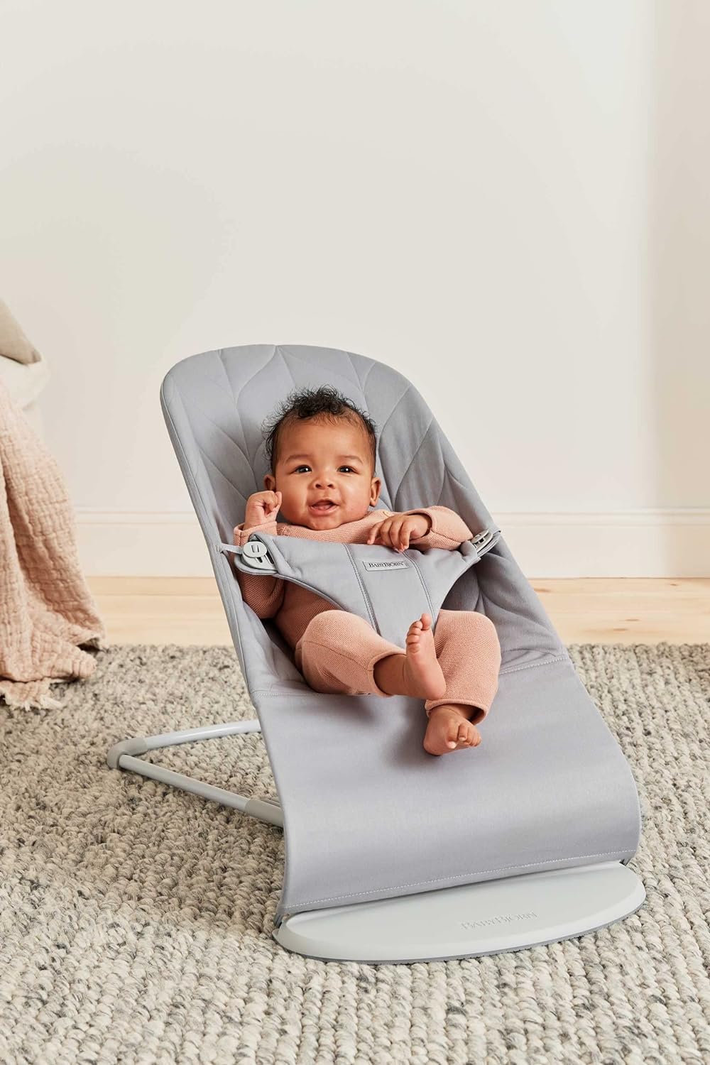 BabyBjörn Babywippe Bliss, geweven, blossom-quilting, zandgrijs