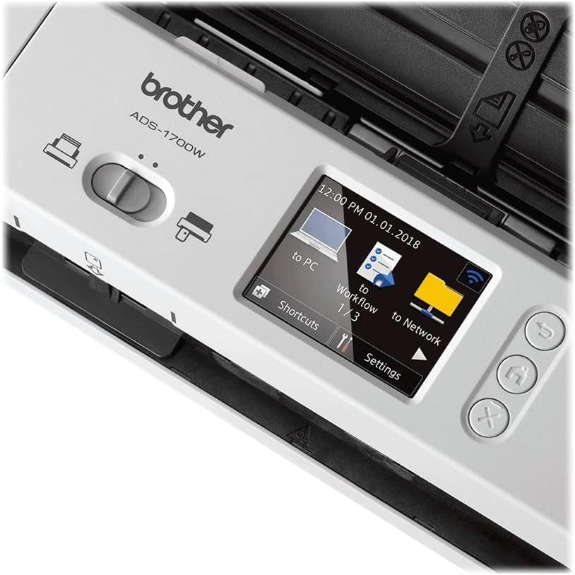 Brother ADS-1700W Compacte en intelligente documentscanner | Automatische documentinvoer | Automatisch scannen | Wi-Fi/Wi-Fi Direct, wit/zwart