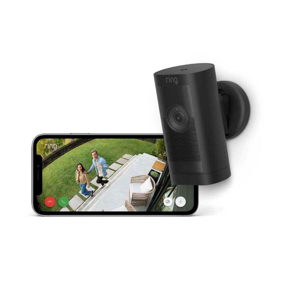 Ring Buitencamera Pro Solar (Stick Up Cam Pro) | Buitenbeveiligingscamera op zonne-energie met 1080p-HDR-video, wifi, 3D-bewegingsdetectie, compatibel met Alexa | 2 beveiligingscamera's