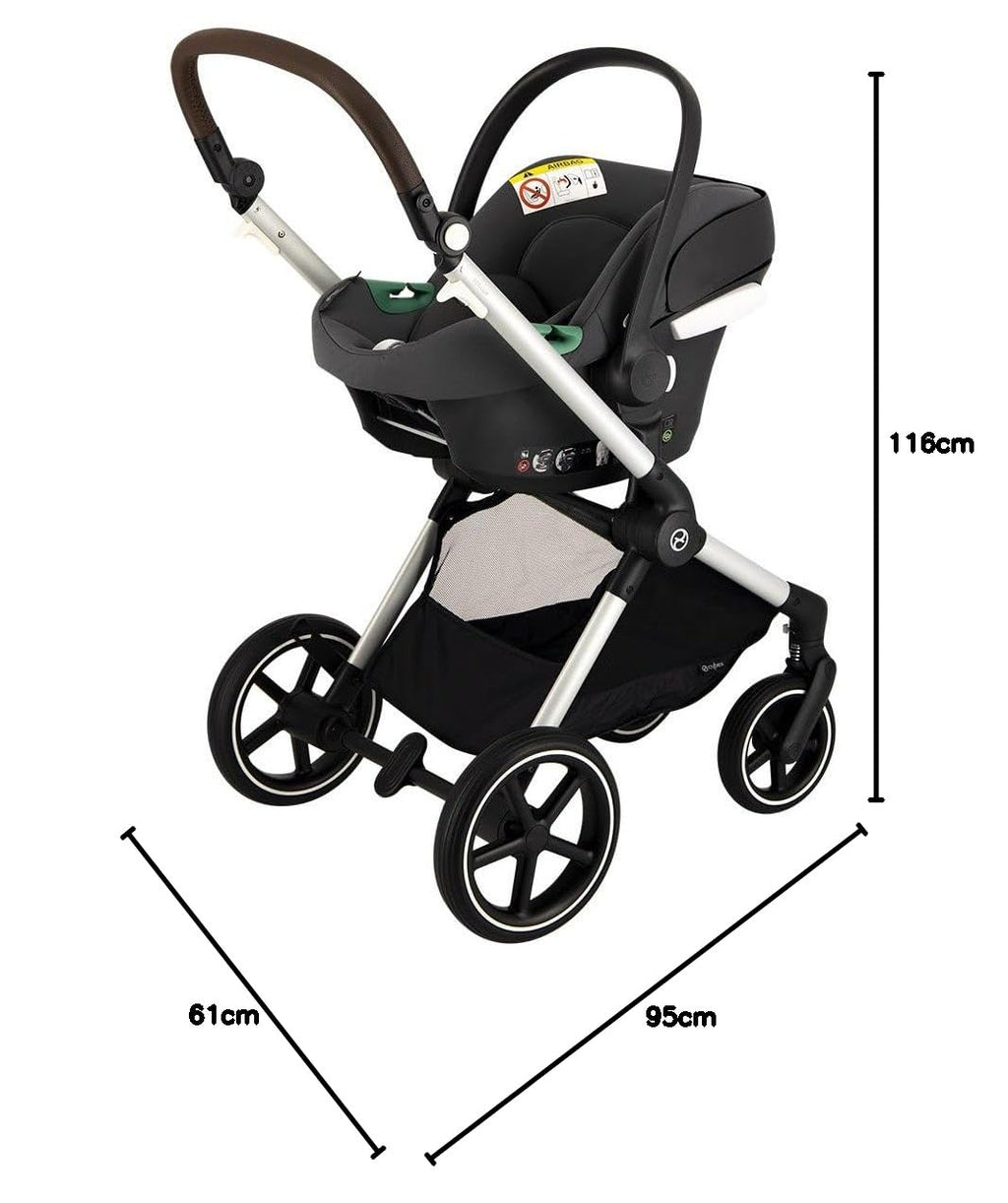 CYBEX Gold Kinderwagen EOS Lux 2-in-1 met Aton B2 i-Size autostoel en autostoeladapters, reissysteem, vanaf de geboorte tot 22 kg (ca. 4 jaar), Moon Black (Zwart)