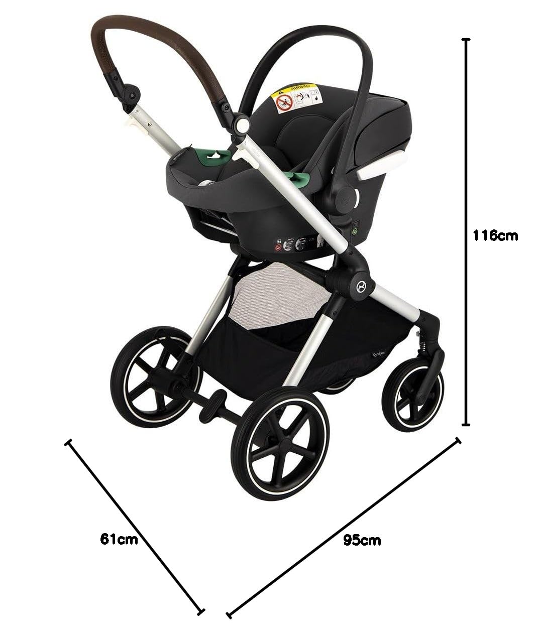 CYBEX Gold Kinderwagen EOS Lux 2-in-1 met Aton B2 i-Size autostoel en autostoeladapters, reissysteem, vanaf de geboorte tot 22 kg (ca. 4 jaar), Moon Black (Zwart)