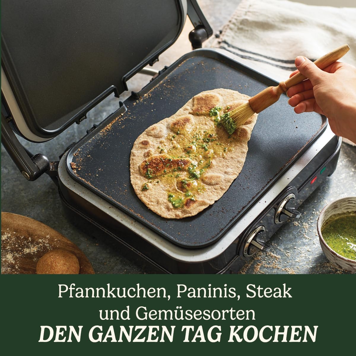 Cuisinart Hot Plate Entertaining Grill & Griddle | XL Elektrische Plancha Grill, Teppanyaki Grillplaat voor thuis | Afneembare plaat met antiaanbaklaag, 2-zone temperatuurregeling tot 260°C