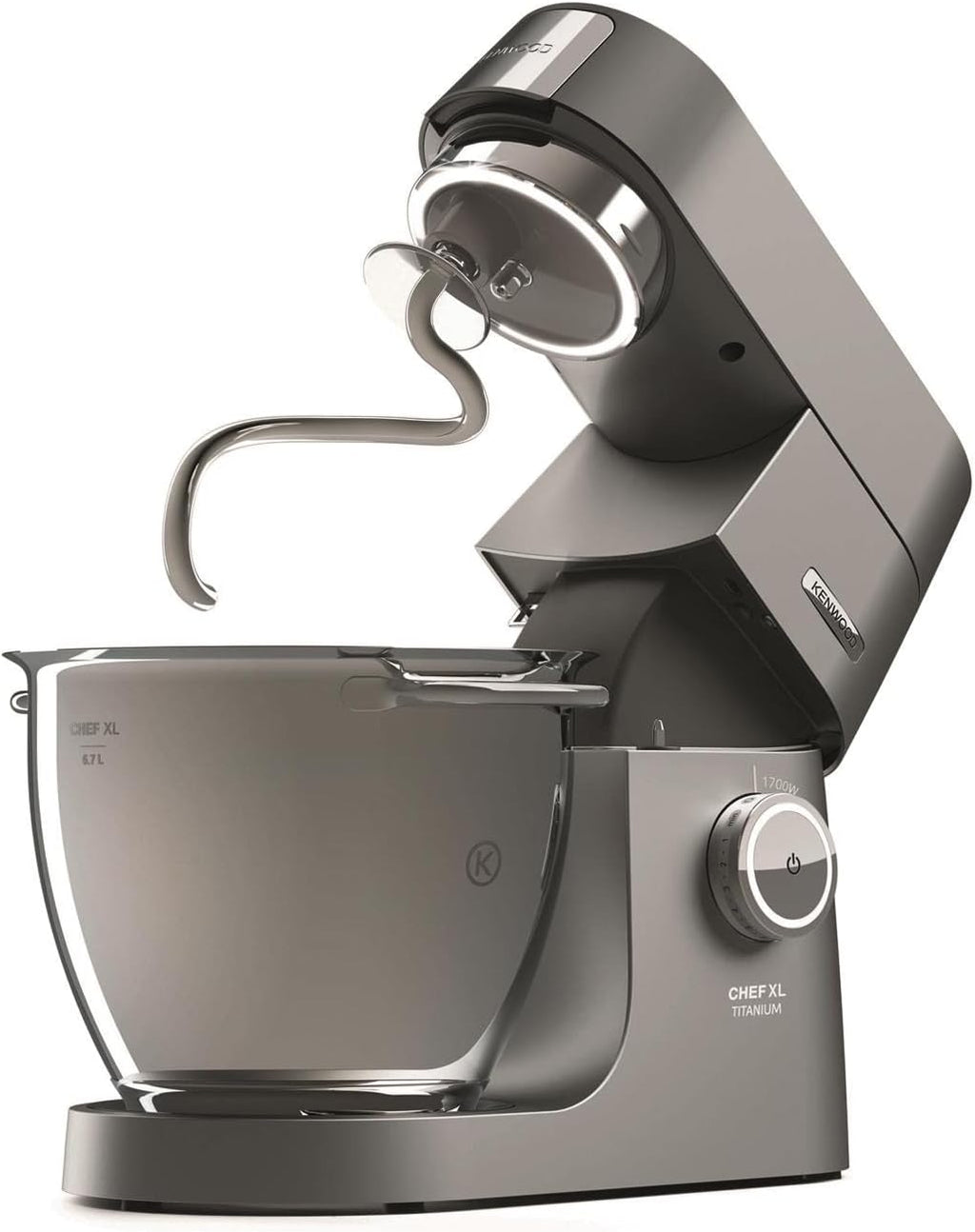 Kenwood Titanium Chef Baker KVL85.424SI Keukenmachine met geïntegreerde weegschaal, incl. 4-delige patisserie set, 7 L en 5 L mengkom, traploze snelheidsregeling, 1200 W, zilver