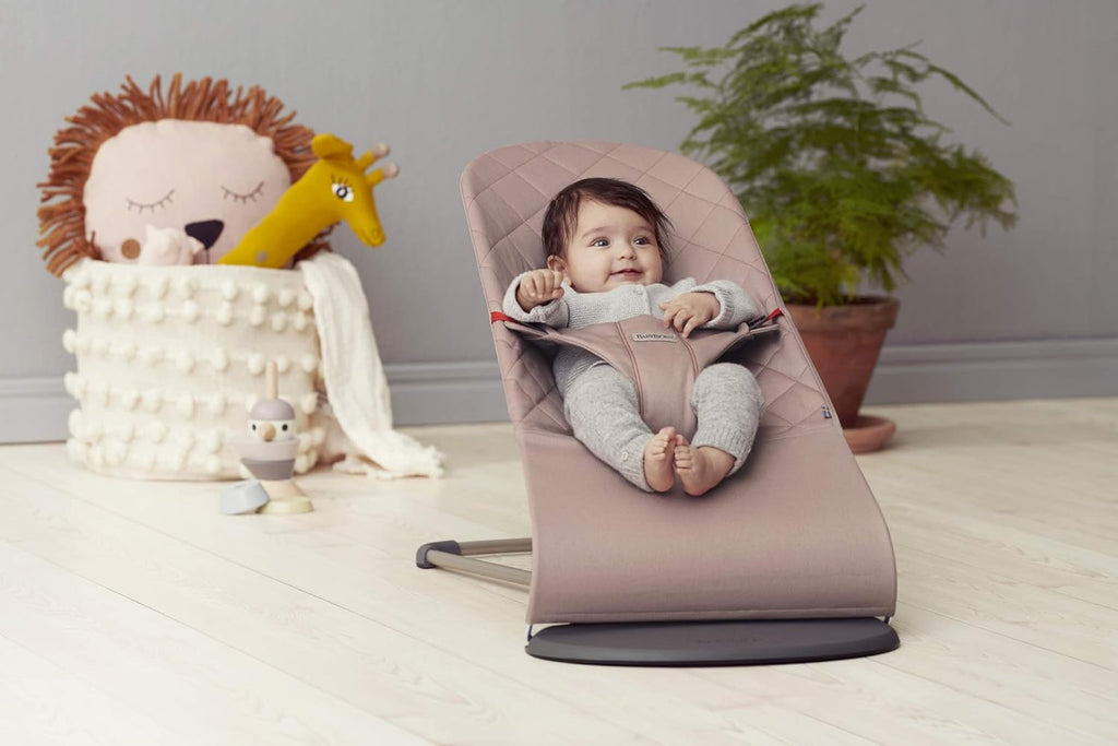 BabyBjörn Babywippe Bliss, geweven, blossom-quilting, zandgrijs