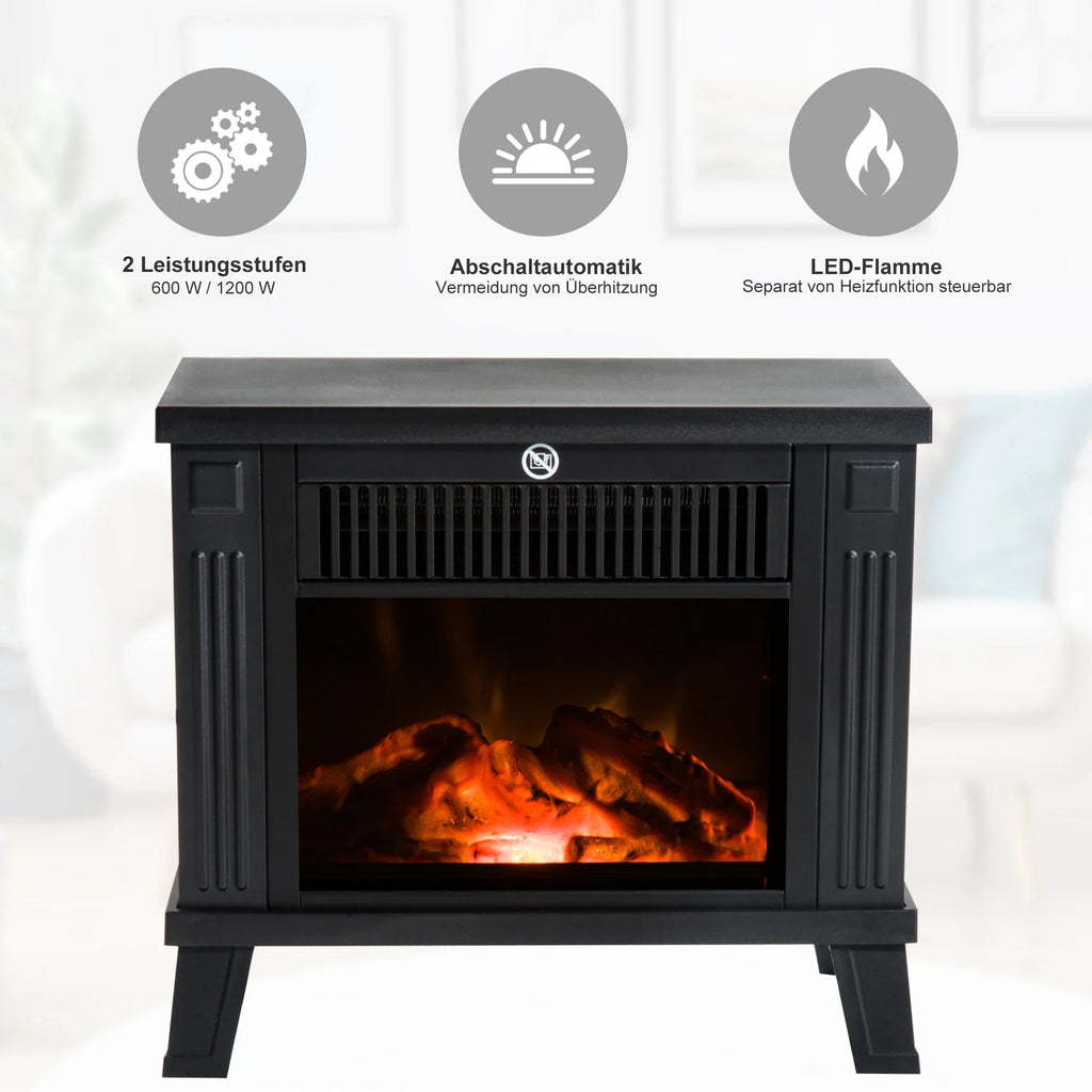HOMCOM Elektrische sfeerhaard met vlameffect & 2 warmtestanden
