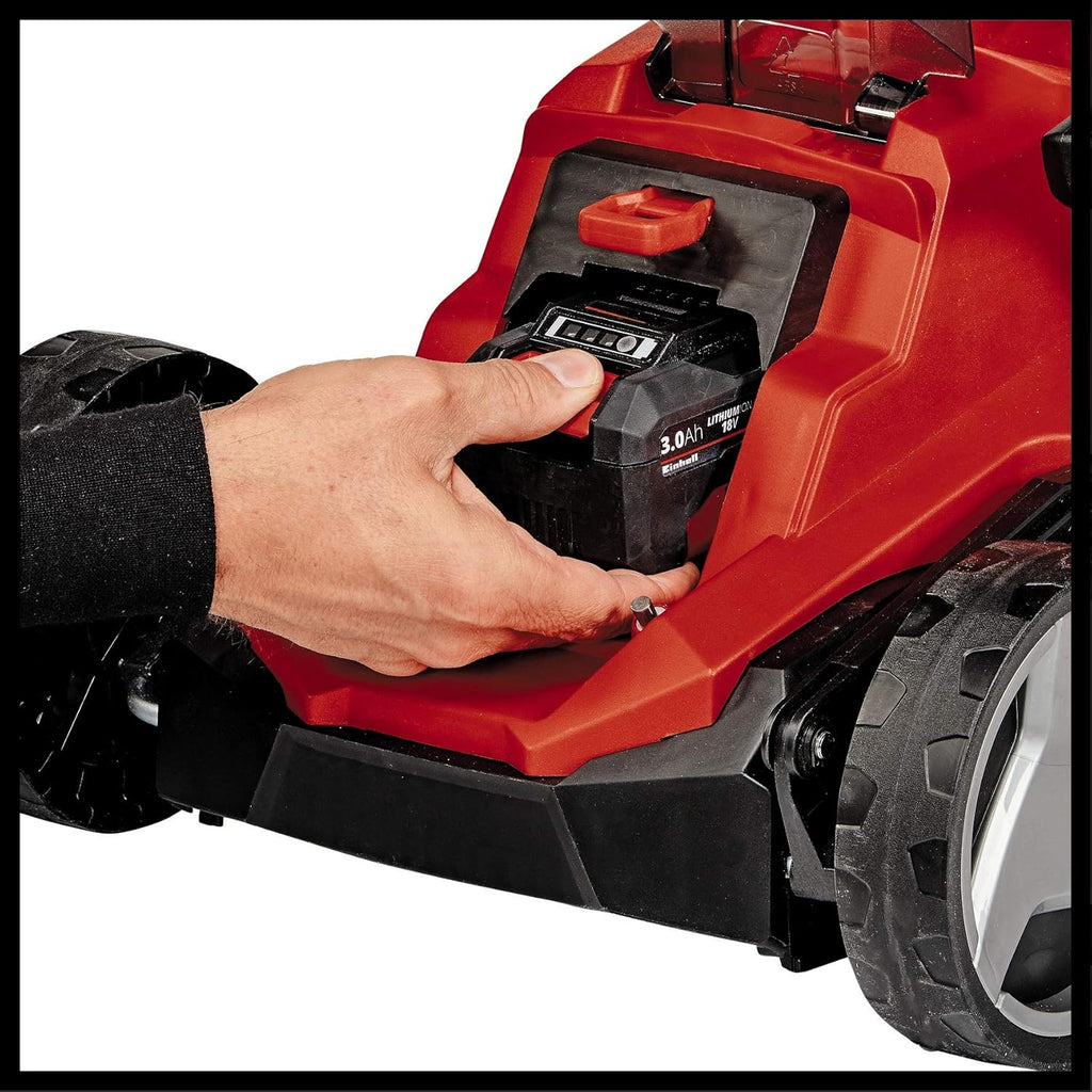 Einhell Accu-grasmaaier GE-CM 18/33 Li Kit Power X-Change (18 V, 33 cm maaibreedte, tot 200 m², borstelloos, 30L opvangzak, 25-65 mm maaihoogte, incl. 4,0 Ah accu + oplader)
