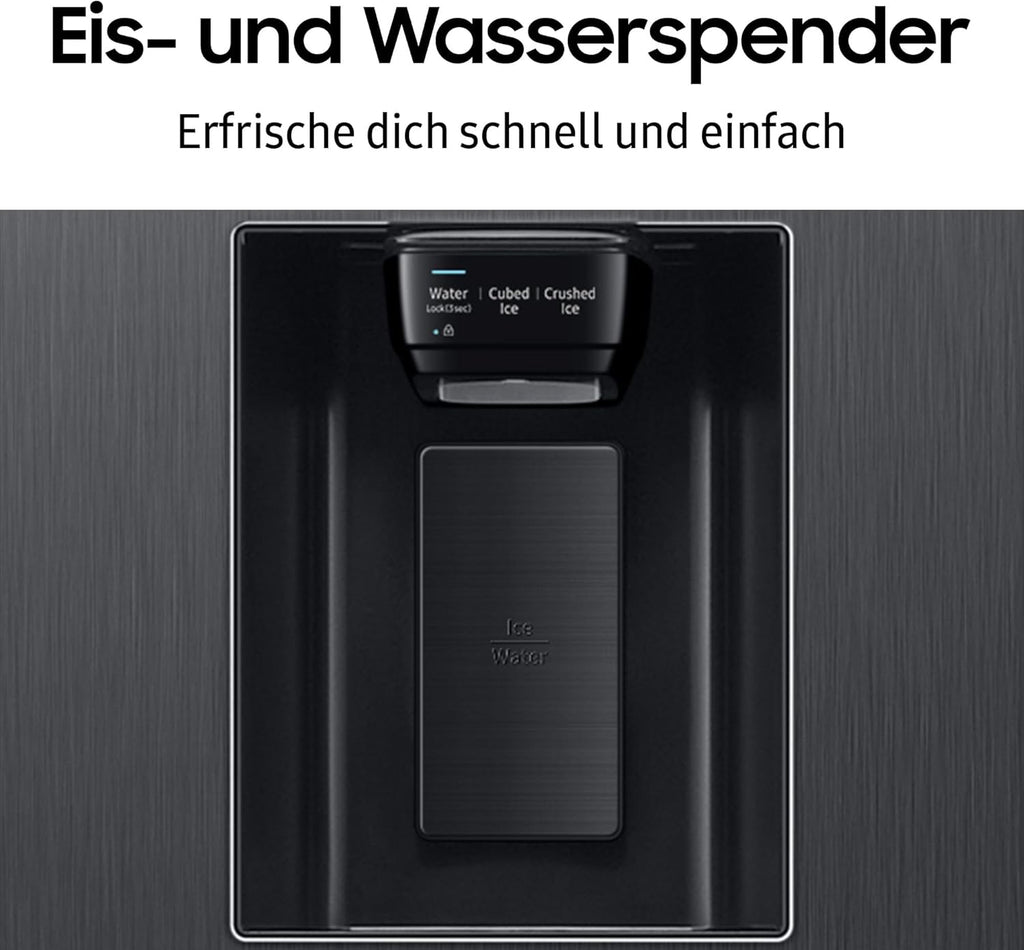 Samsung RS64DG53R3B1EF Amerikaanse koelkast, 178 cm, 628 l, SmartThings AI Energy Mode, ijs- en waterdispenser, Slim Ice Maker, Premium Black Steel