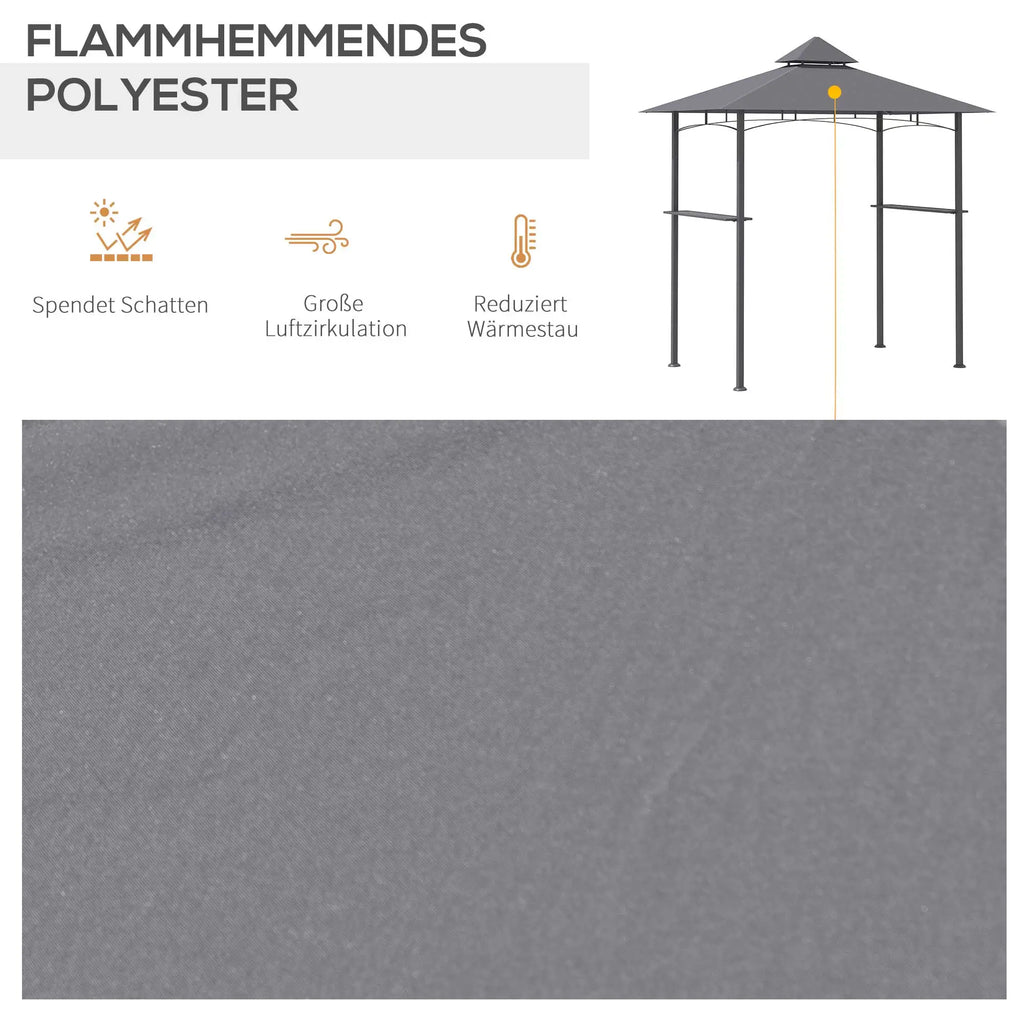 Outsunny Grillpaviljoen 245x148 cm met dubbel dak grijs