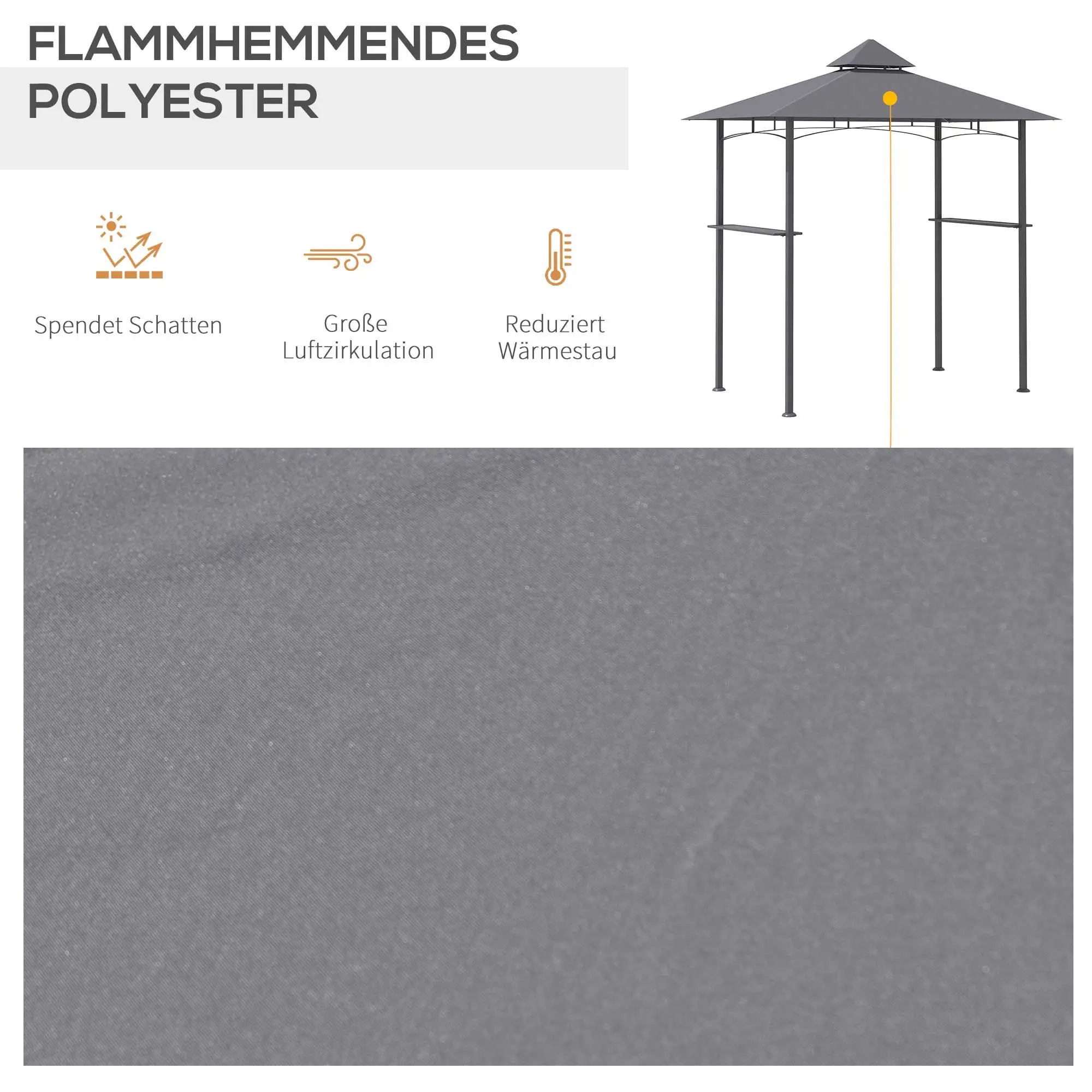 Outsunny Grillpaviljoen 245x148 cm met dubbel dak grijs