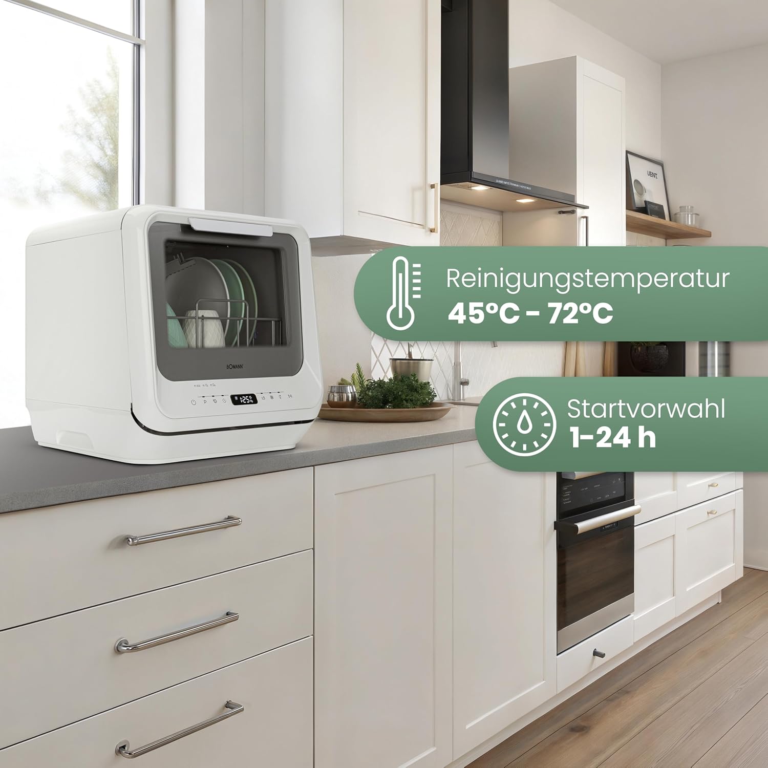 Bomann® tafelvaatwasser met 5L watertank | te gebruiken zonder wateraansluiting | mini vaatwasser | 5 programma's | mini vaatwasser 1-24 uur startuitstel | kleine vaatwasser tafelvaatwasser TSG 5701