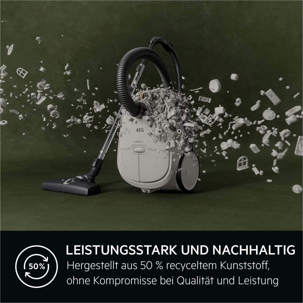 AEG CLEAN 6000 AB61C2DB stofzuiger met zak / hoge zuigkracht / incl. meubelmondstuk / 50% gerecycled plastic / ideaal voor huisdiereigenaren / reiniging van bekleding / 12 m snoer / 750 W / Blauw