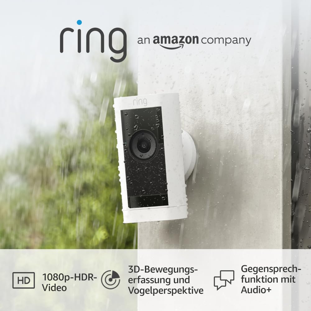 Ring Buitencamera Pro Solar (Stick Up Cam Pro) | Buitenbeveiligingscamera op zonne-energie met 1080p-HDR-video, wifi, 3D-bewegingsdetectie, compatibel met Alexa | 2 beveiligingscamera's