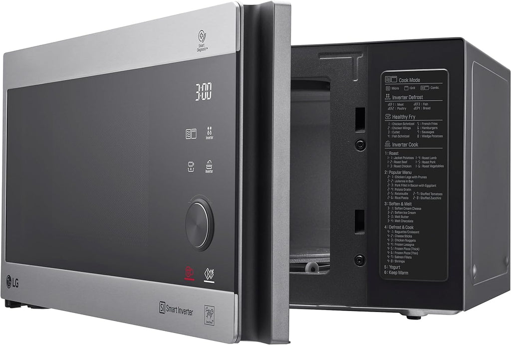 LG MS2595CIS magnetron met Smart Inverter-technologie, 25 liter inhoud, 1000 W, automatische programma's, instelbare vermogensniveaus en EasyClean-functie, zilver
