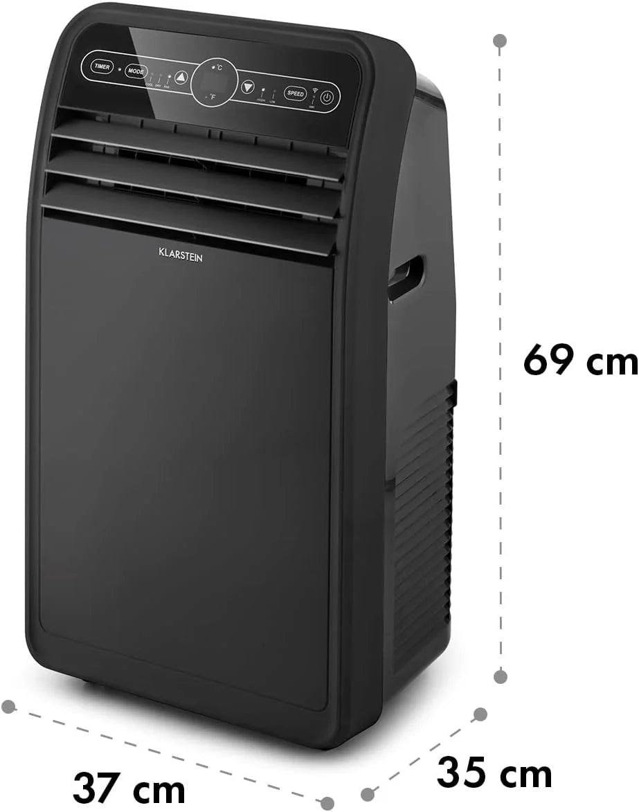Klarstein Mobile Klimaanlage mit Abluftschlauch, 4-in-1 Klimagerät mit Ventilator, Luftentfeuchter & Nachtmodus, Kleine & Portable Klimaanlage für Wohnung & Büro, Niedriger Verbrauch, 9000 BTU